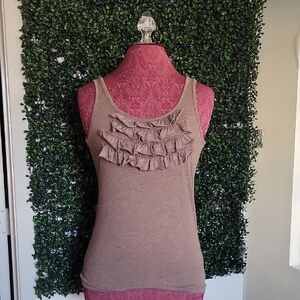 Active Basic Ruffled Tank Top - Brown